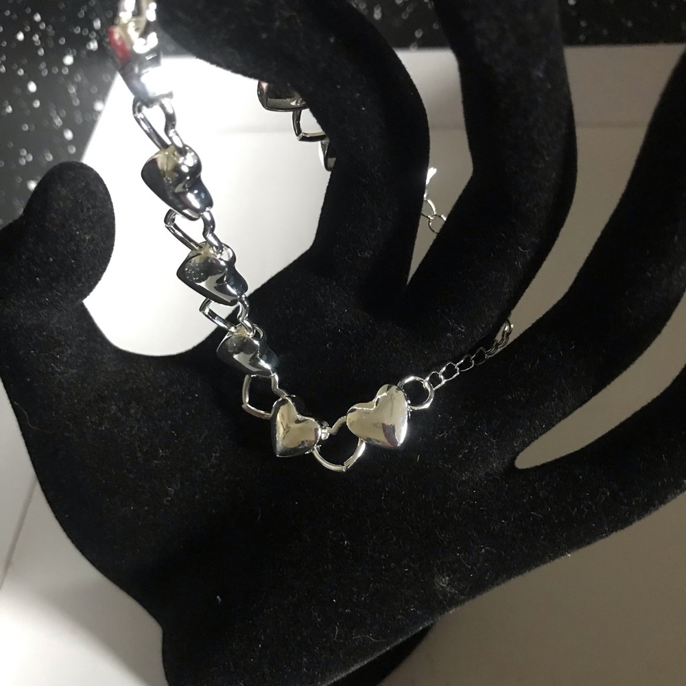 Sterling Silver Heart Link Bracelet